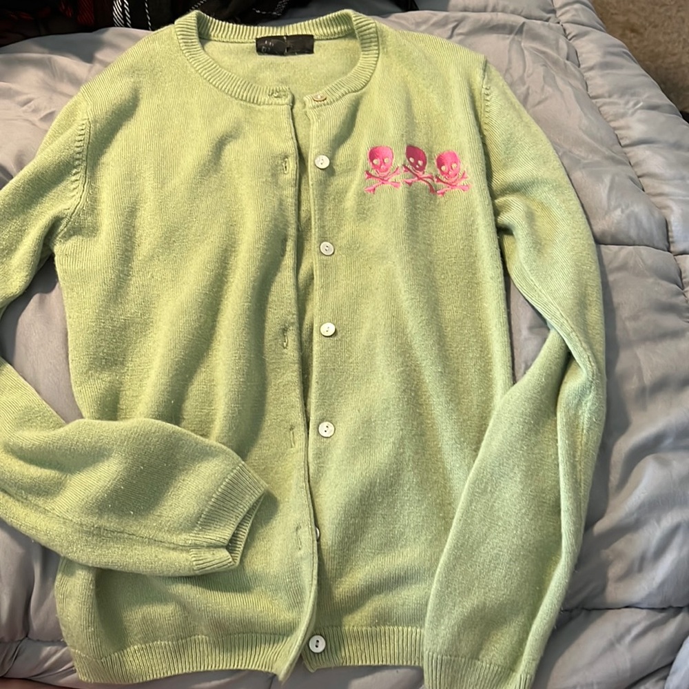 Cardigan Sweater with Skulls